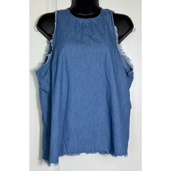 Tea Rose Denim Chambray Sleeveless Top Women's‎ Large - Picture 1 of 8